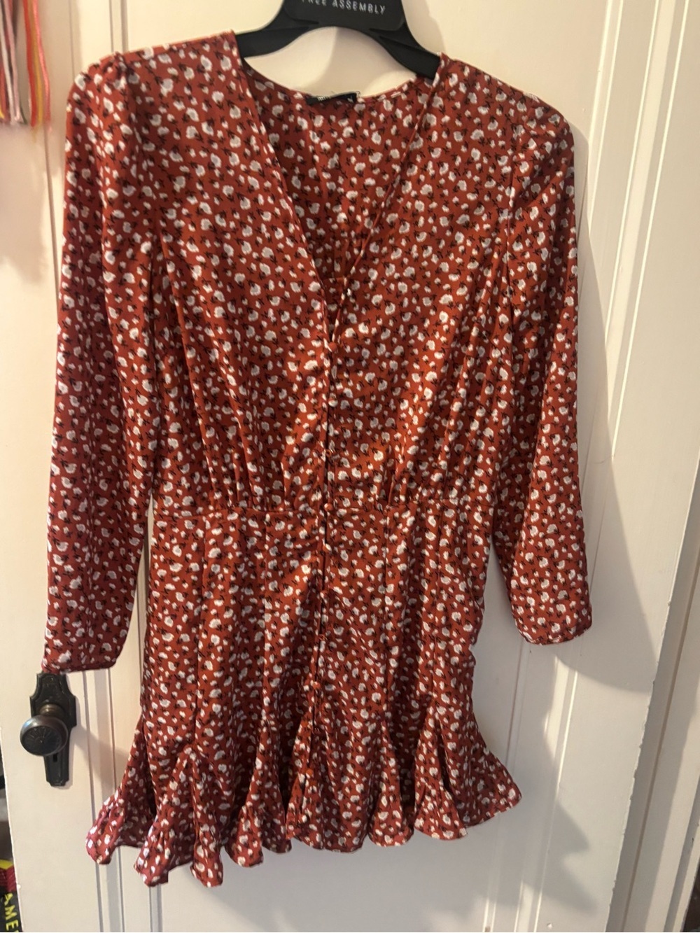 Miss Me Rust Red and White Printed Midi Dress